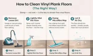Learn how often you should mop vinyl floors with this guide: remove dirt, mist lightly, damp mop, and air dry for streak-free results.