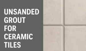 Close-up of ceramic tiles with unsanded grout, showcasing one of the types of grout for tile.