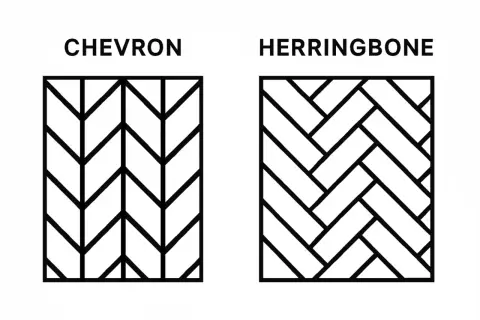 Two patterns are shown: a chevron pattern with V-shapes and a herringbone pattern with staggered rectangles.