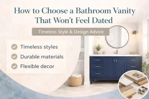 Choosing timeless types of vanities for a bathroom that won't feel dated. Features include durable materials and flexible decor.