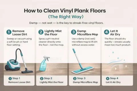Learn how often you should mop vinyl floors with this guide: remove dirt, mist lightly, damp mop, and air dry for streak-free results.