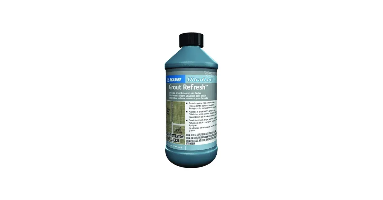 Bottle of Mapei UltraCare Grout Refresh, a product designed to help you refresh grout by coloring and sealing it.