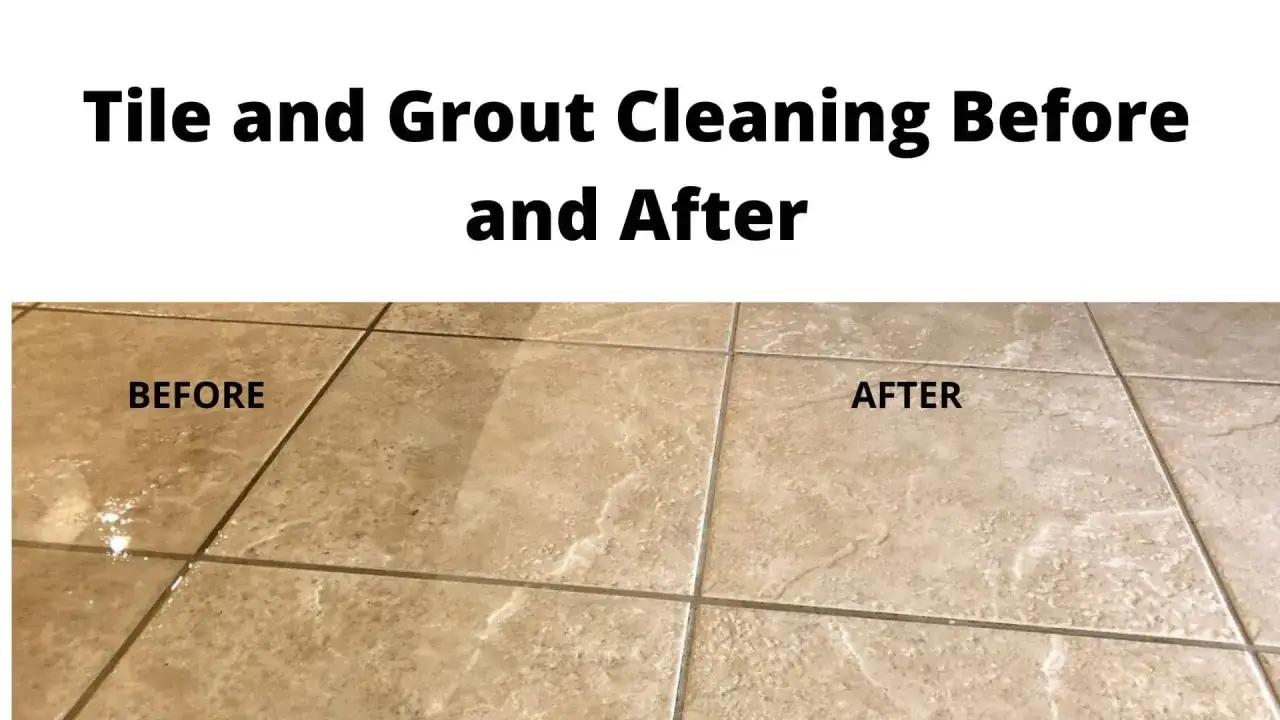 Before and after tile and grout cleaning. See how to refresh grout for a sparkling clean floor.